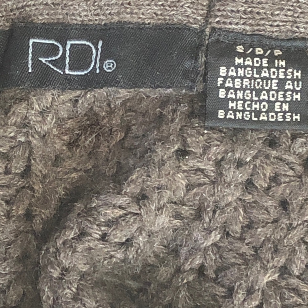 RDI Burnt Olive Green Open-Front Shawl Collar Cardigan, Size S/P/P - Picture 5 of 7
